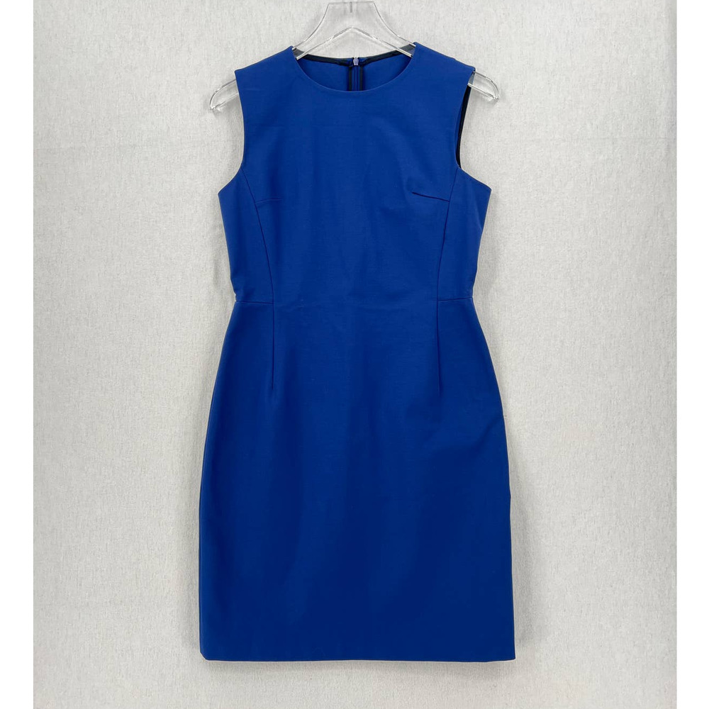 THEORY Dress Womens 6 Blue Fitted Sleeveless Double Stretch Round Neck Navy - Picture 4 of 11